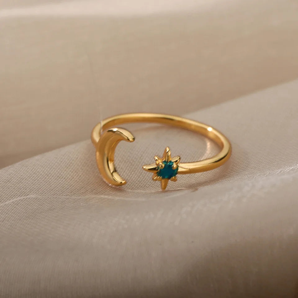 Zircon Moon & Star Adjustable Ring - TrueHue