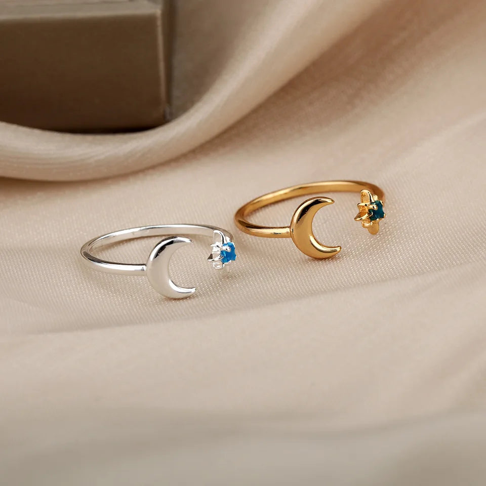 Zircon Moon & Star Adjustable Ring - TrueHue