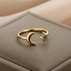 Zircon Moon & Star Adjustable Ring - TrueHue