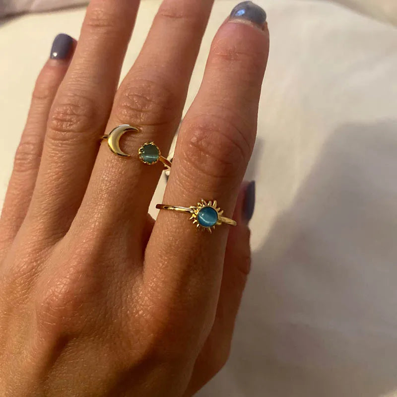 Zircon Moon & Star Adjustable Ring - TrueHue