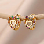 Gold Zircon Heart Earrings - TrueHue
