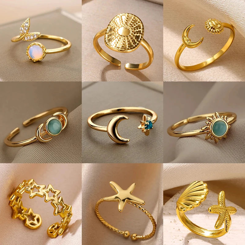 Zircon Moon & Star Adjustable Ring - TrueHue