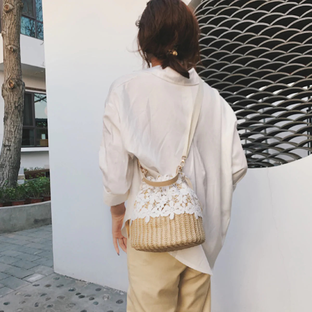 Summer Straw Lace Bucket Bag - TrueHue