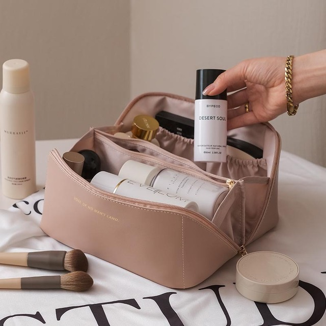 Leather Cosmetic & Toiletry Organizer Bag - TrueHue