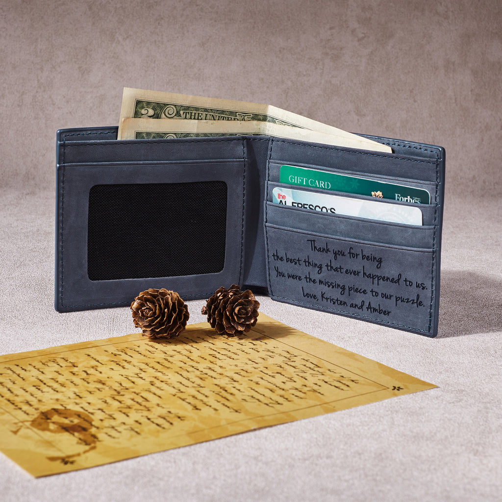 Personalized Genuine Leather Bifold Wallet, Boyfriend Valentine Gift - TrueHue