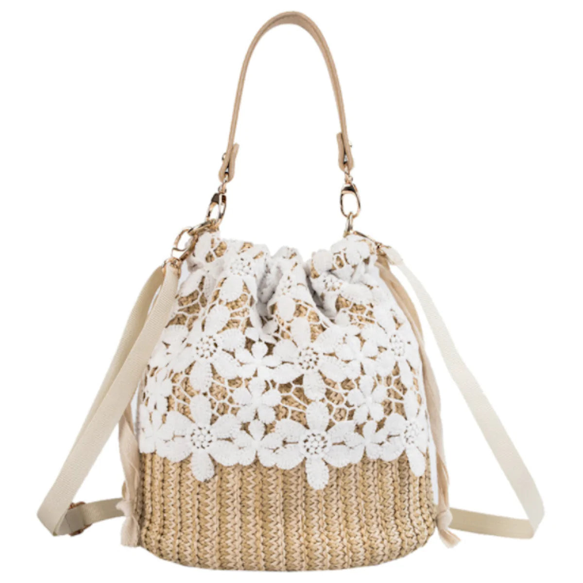 Summer Straw Lace Bucket Bag - TrueHue