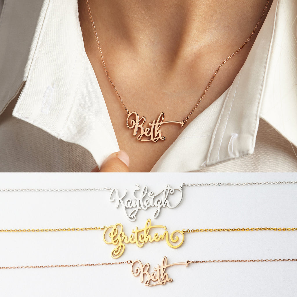 Gold Nameplate Necklace for Teens - TrueHue