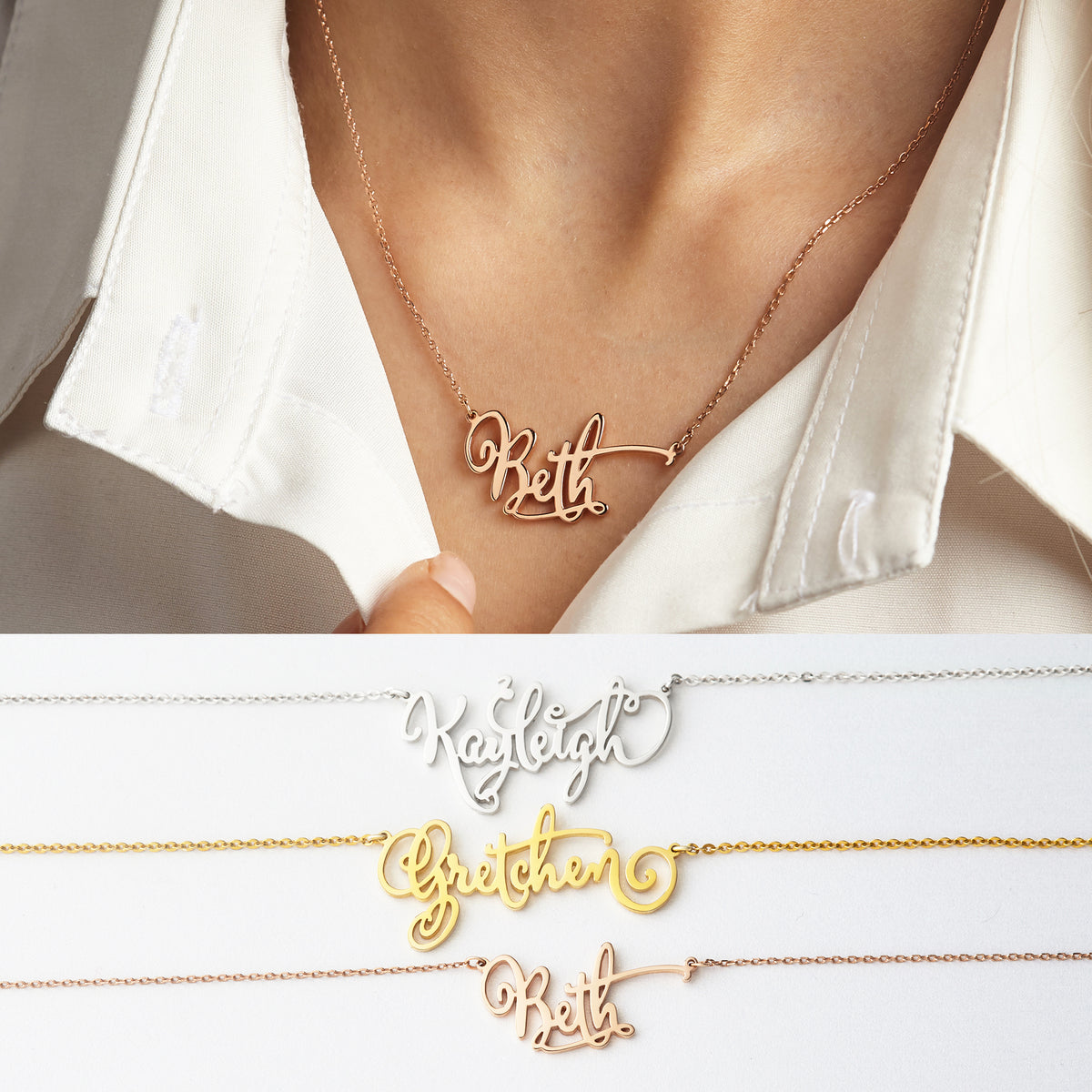 Gold Nameplate Necklace for Teens - TrueHue